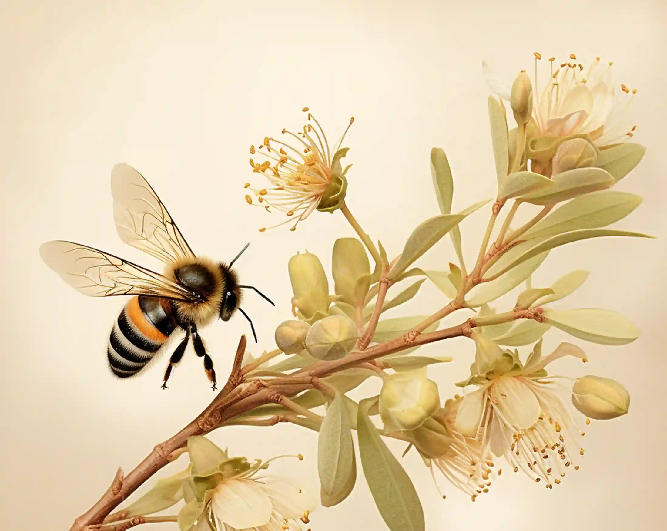 Bienen sammeln für Robinienhonig und Sommerblütenhonig den Honig an Zweigen ein