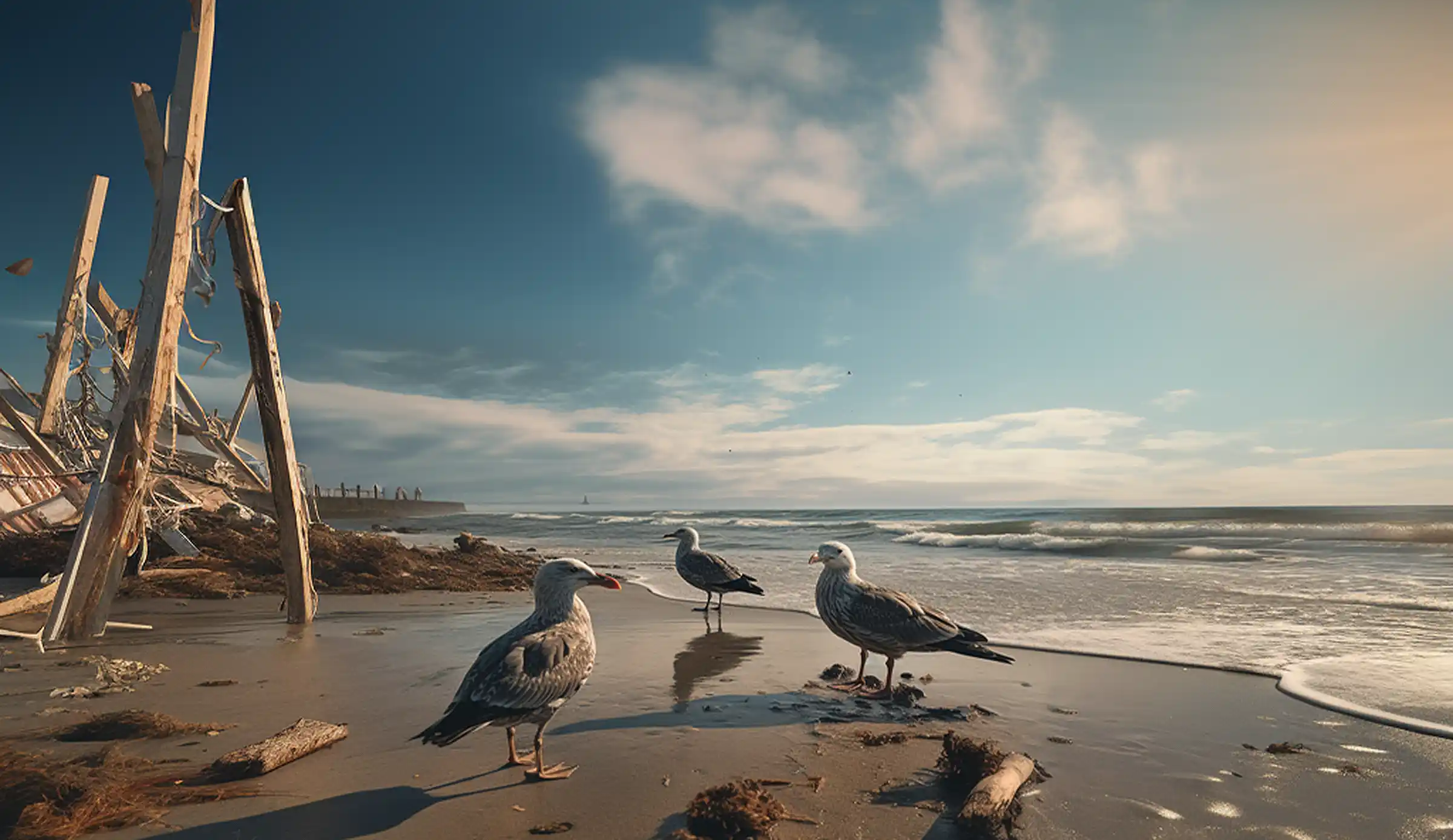 Vögel in Freiheit an der US-Küste beobachtet von Schriftsteller Jonathan Franzen. Bildbearbeitung mit Korrekturen