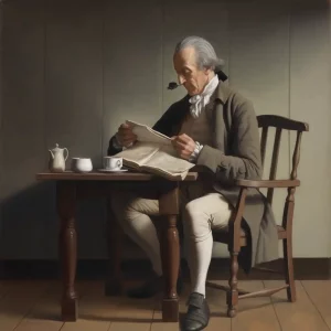 Goethe am Schreibtisch mit einer Kaffeetasse, Zucker, und Kännchen, Zeichnung, er studiert Noten oder Kaffee Wissen
