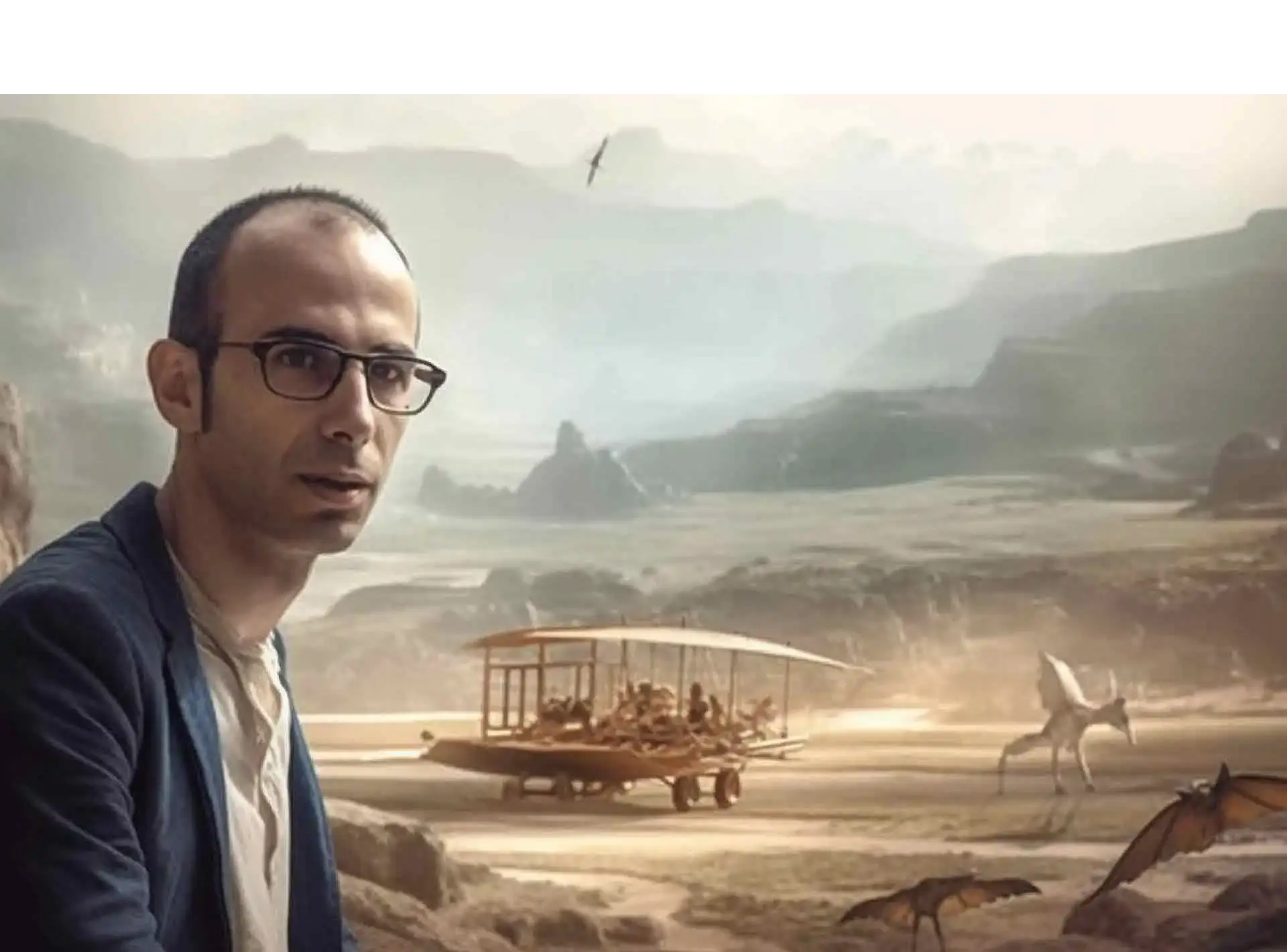 Historiker Yuval Noah Harari inmitten einer bergigen Wüstengegend.