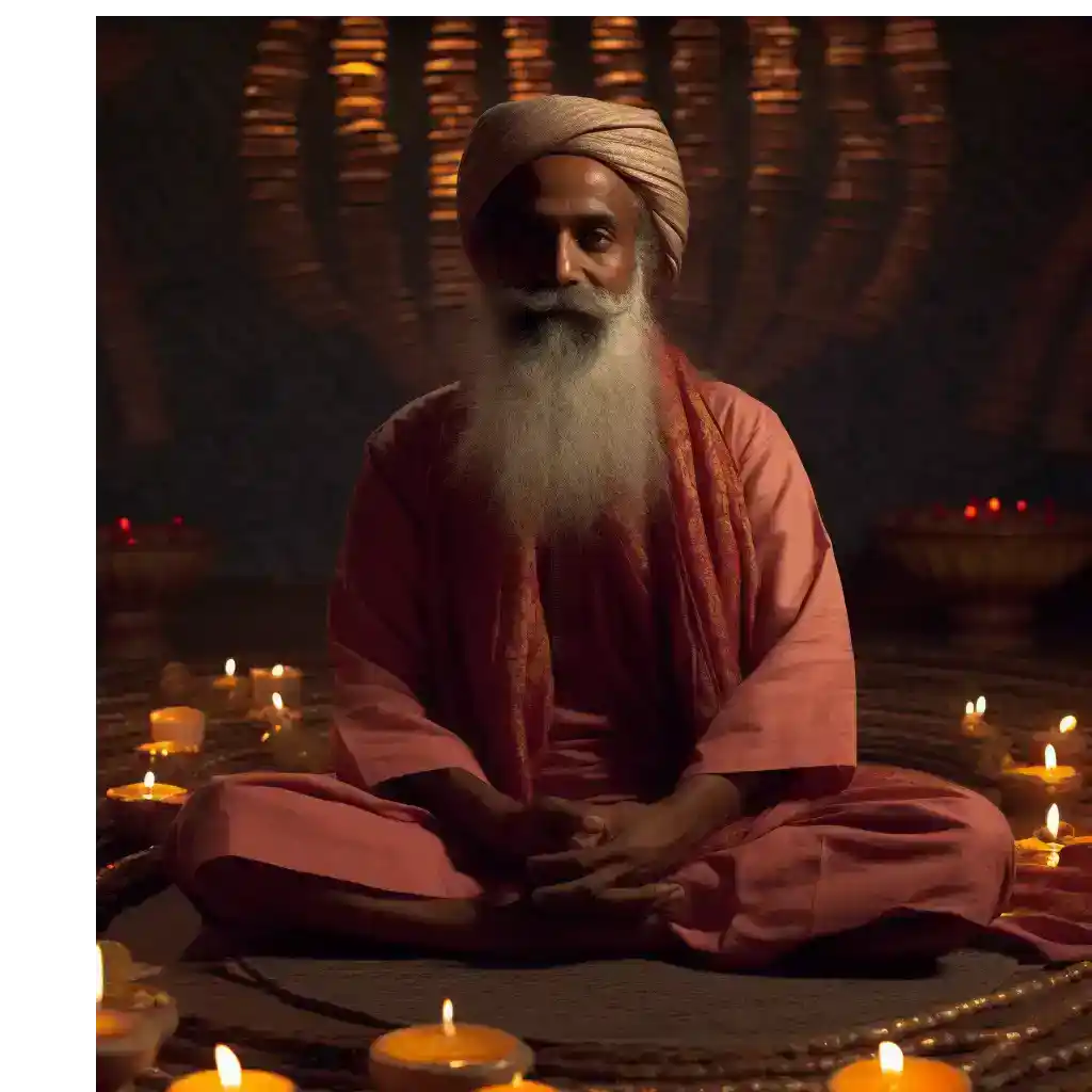 Der Guru Sadhguru in Meditation in Indien