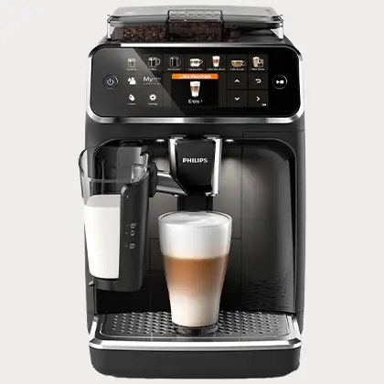 Kaffeemaschine bzw. Kaffeevollautomat. French Press, Espressomaschine und Mokkakanne sind integriert