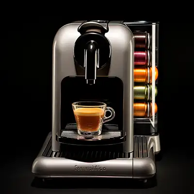 Kapselmaschine mit seitlichen Kaffekapseln
