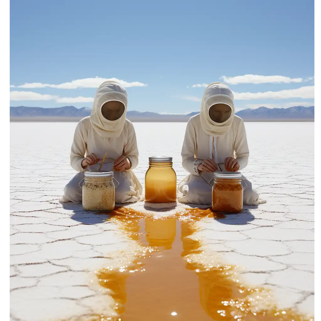 KI Bild über zwei Personen als Imker in der Wüste