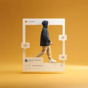 Mann läuft uin einem übergroßen Handy, symbolisiert das Thema KI Kurzfilm Social Media und KI Film Agentur für Social Media