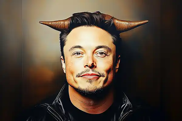 Surreales Bild zum Grok Chatbot. Es zeigt Elon Musk bewusst mit Hörnern und damit ebenso surreal bezüglich xAI.