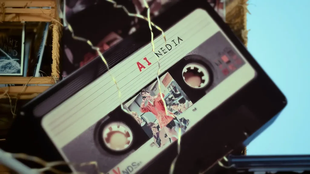 Kassette für Kreativität und Beispielbild von unserer KI-Filmproduktion in Hamburg zum Thema KI-Film erstellen lassen