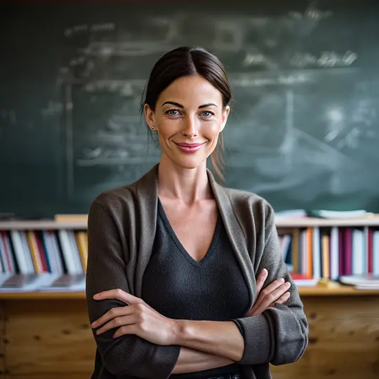 Lehrerin vermittelt das Wissen zu KI Unternehmensfilmen und KI Erklärfilmen