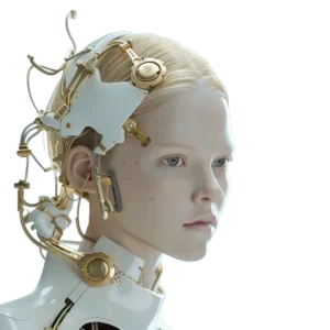 Blondes androides Mädchen, symbolisiert KI Social Media Film und KI Kurzfilm Social Media sowie Social Media KI Film und KI Social Media Video