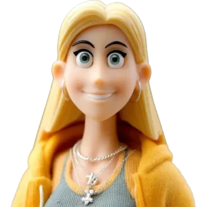 blonde Mitarbeiterin symbolsiert die Bereiche KI Filmische Erzählung und KI Werbefilm