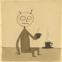 Mann trinkt Kaffee, Zubereitung von Mokkakanne